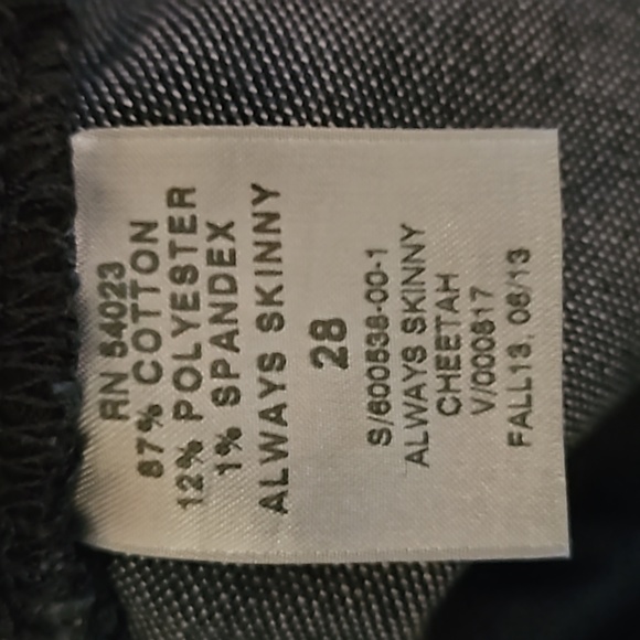 Gap 1969 Always Skinny Mid-Rise Straight Blue Black Cheetah Print Denim Jeans 28 - Picture 8 of 16